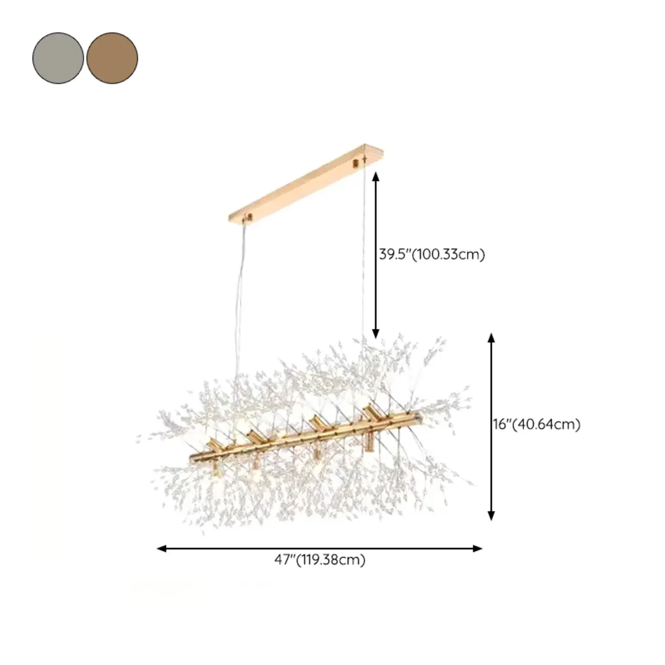 Golden Geometric Crystal Island Light Adjustable Hanging Length