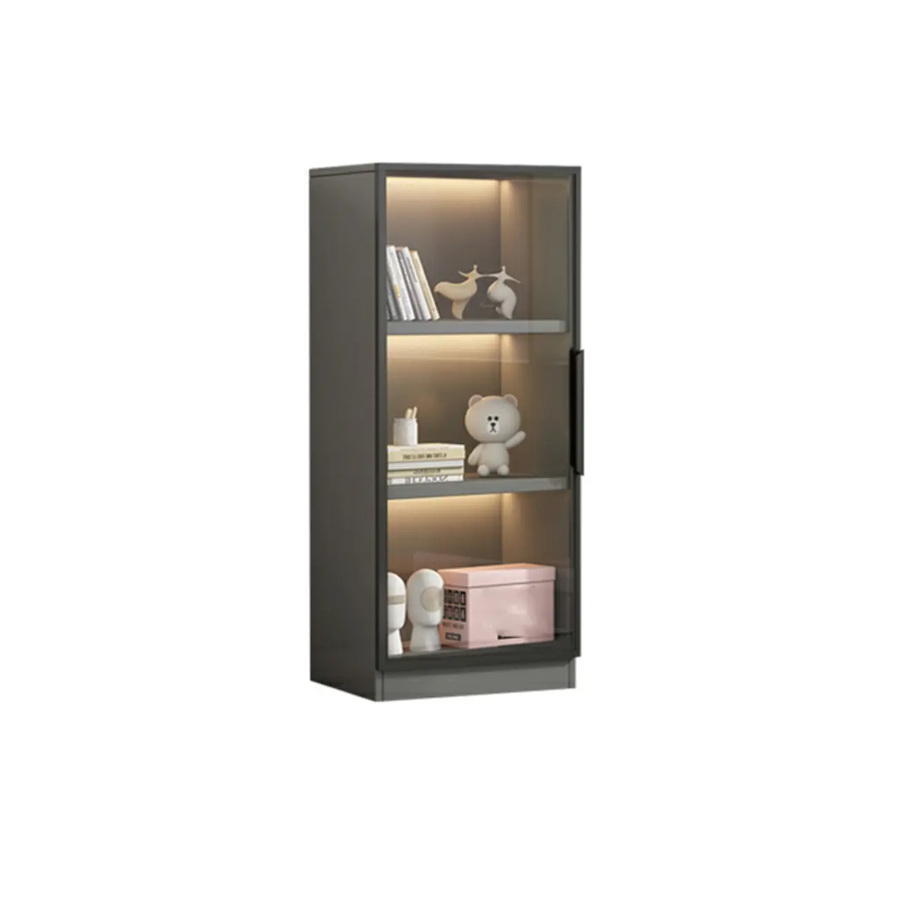 Simple Modern Gray Clear Cover Wooden Display Cabinet
