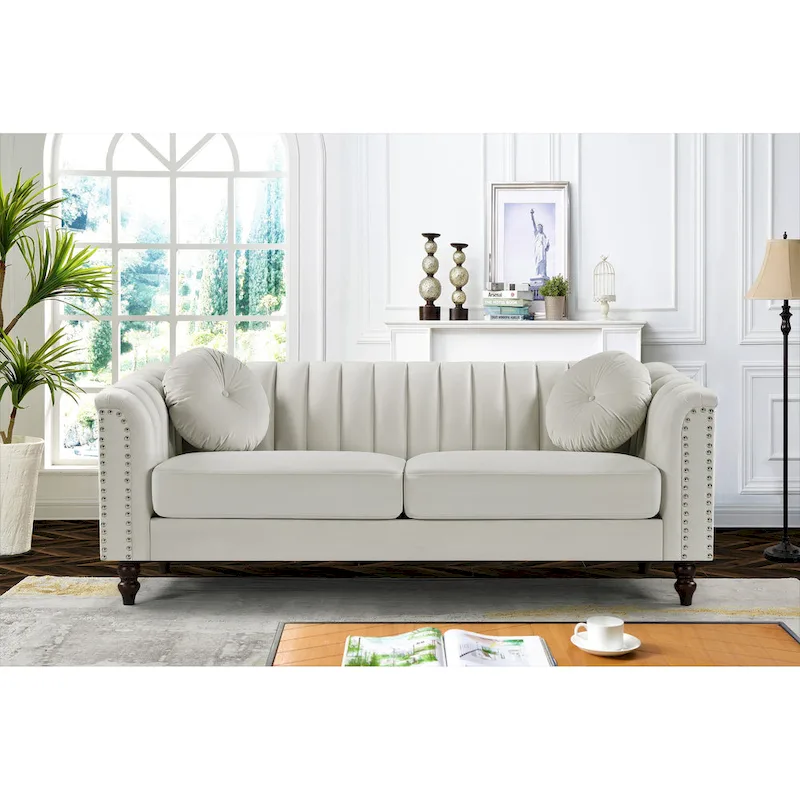 Hills Tufted Back Nailhead 75.2 Sofa