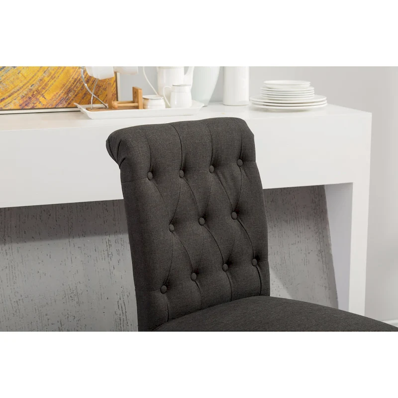 Roundhill Furniture Siena Counter Height Button Tufted Back Solid Wood Stools, Set of 2