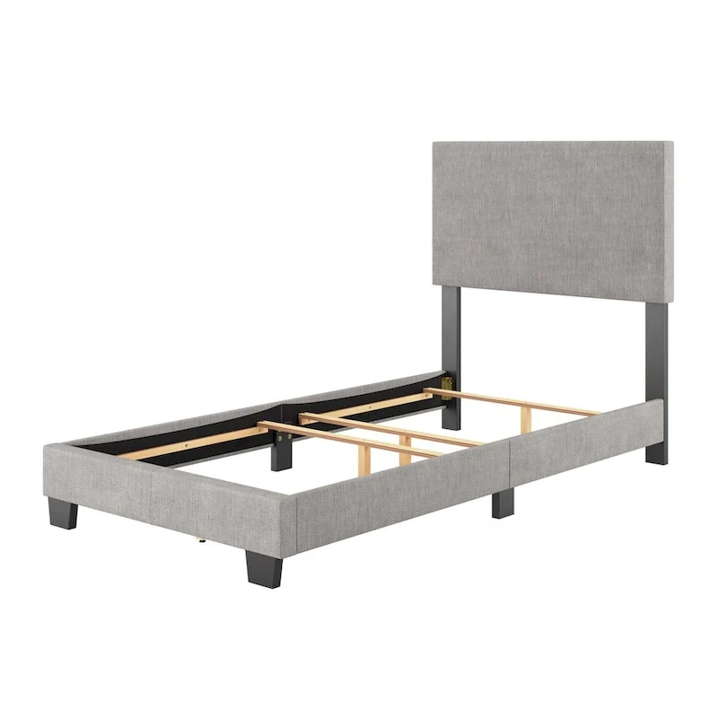 Modern Single/Twin Upholstered Bed with Padded Headboard - Box Spring Required