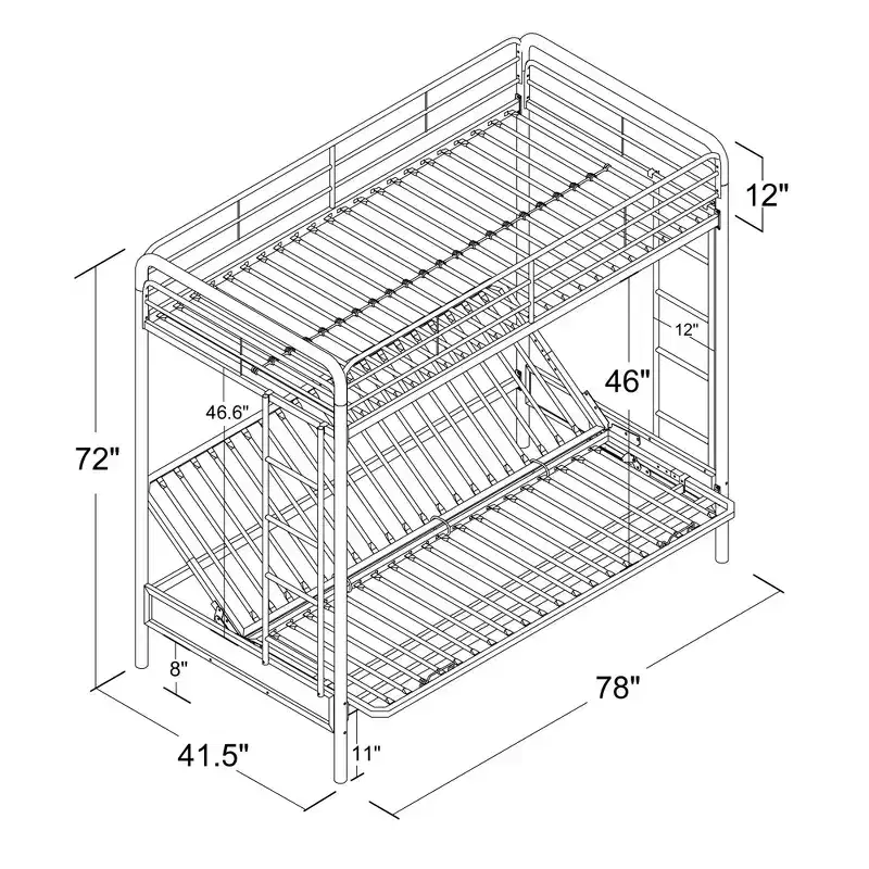 DHP Twin Over Futon Metal Bunk Bed