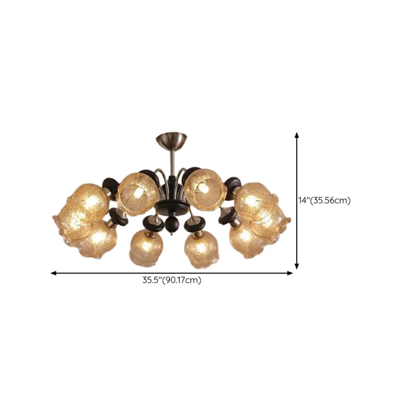 Black Crystalline Glass Globe Modern Chandelier Lights