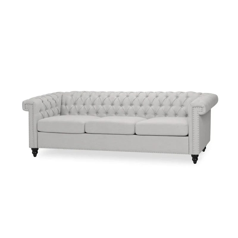 Chesterfield 3-seater Sofa with Button Tufting and Nailheads