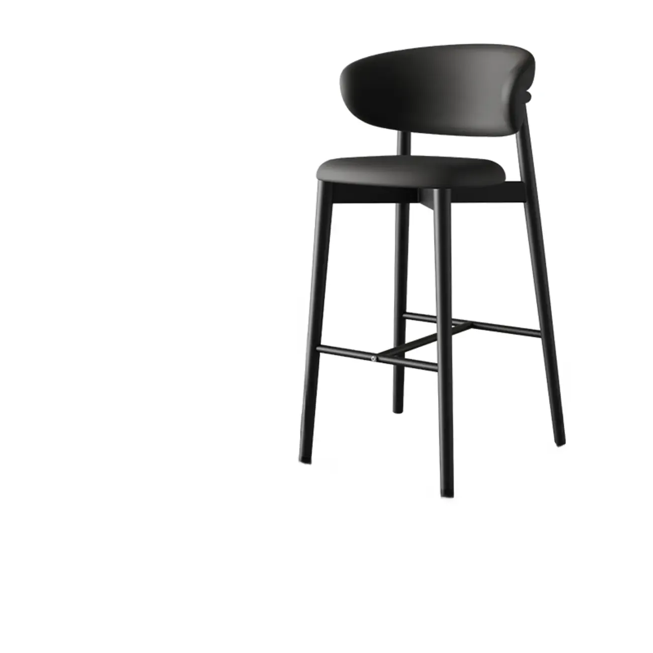 Art Deco Low Back Counter Height Leather Bar Stool