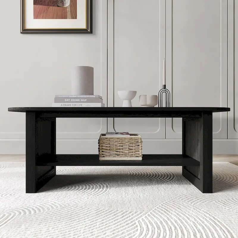 CraftPorch Mid-Century Modern Black Coffee Table