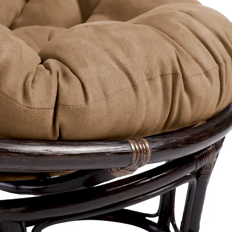 Bali 42-inch Rattan Papasan Chair with Microsuede Cushion