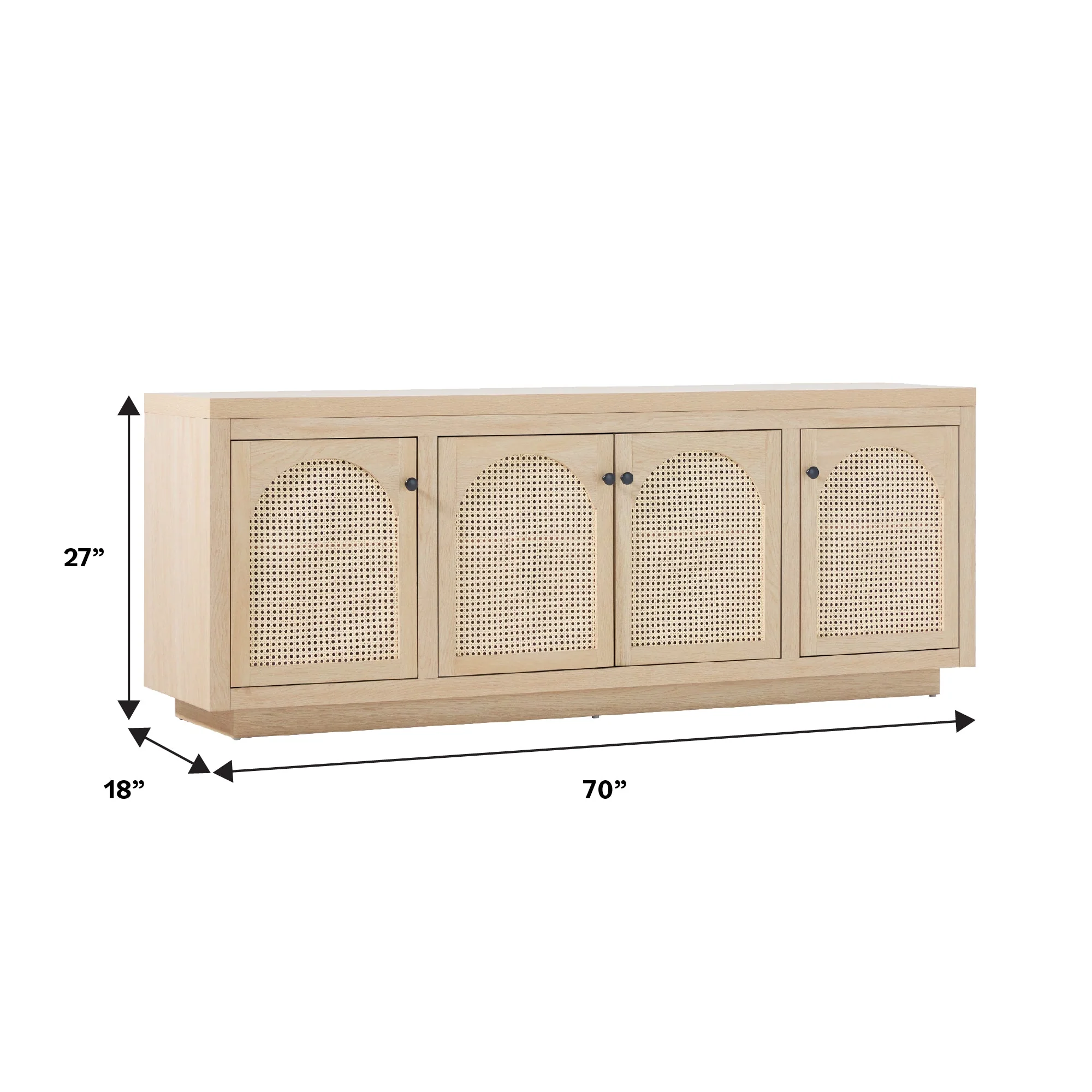Sasha Contemporary TV Stand and Sideboard with Rattan Doors for up to 80 TV