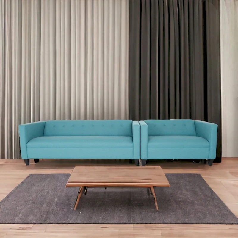 Contemporary Loveseat and Sofa Set Polyester Nylon Solid Wood Frame Upholstered