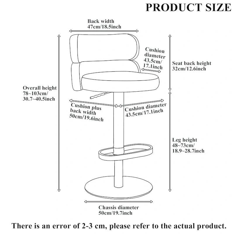 Velvet Counter Bar stool with Height Adjustable and Swivel