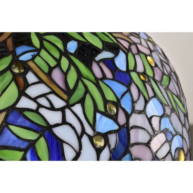 Rikkie 2-Light Wisteria Design Stained Glass Shade Tiffany-Style Pendant Lamp