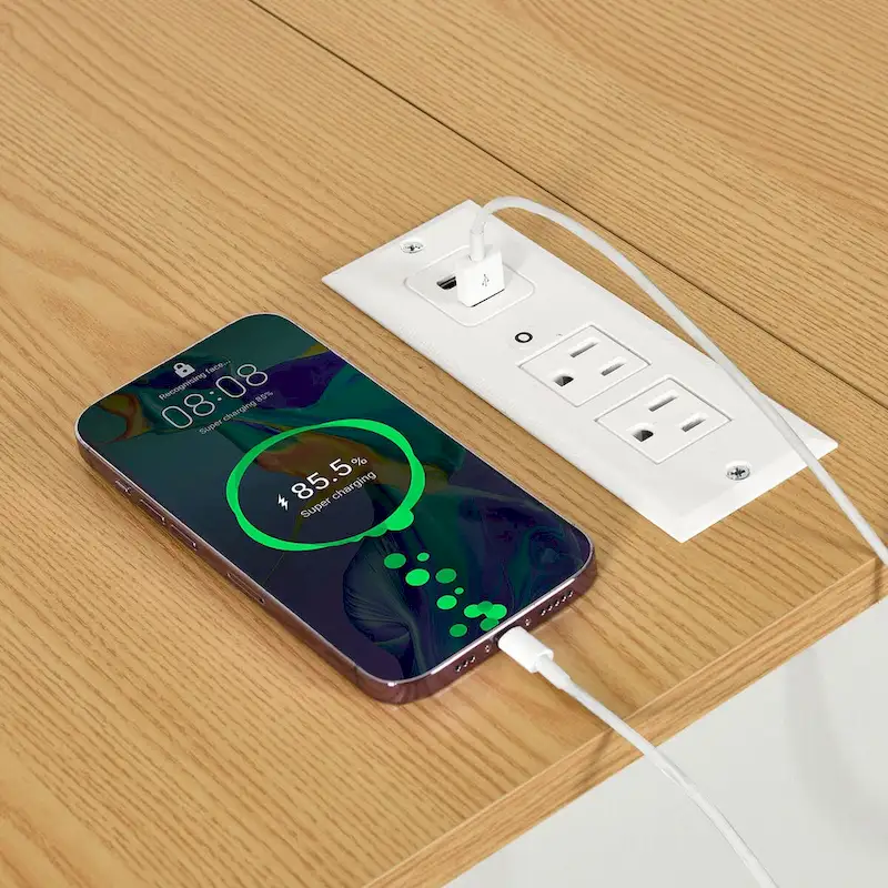 Kitchen Island Drop Leaf Double Tilt Out Trash Cabinet with Power Outlet & Wheels