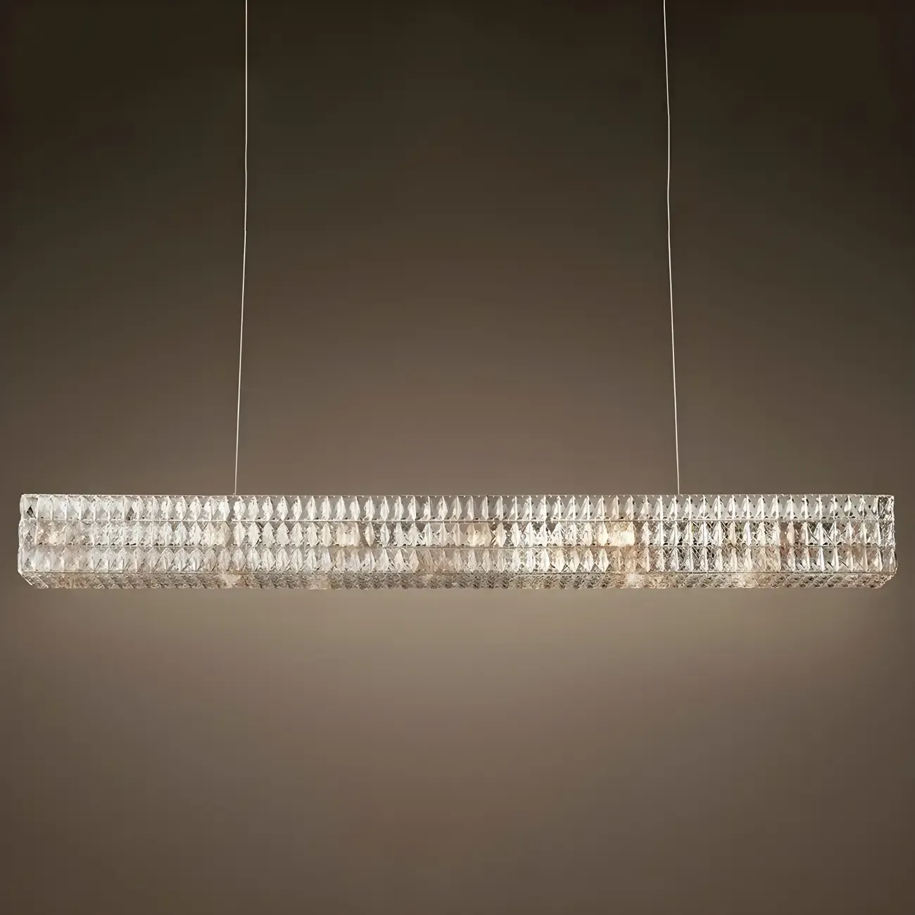 Modern Clear Crystal Rectangular Pendant Light