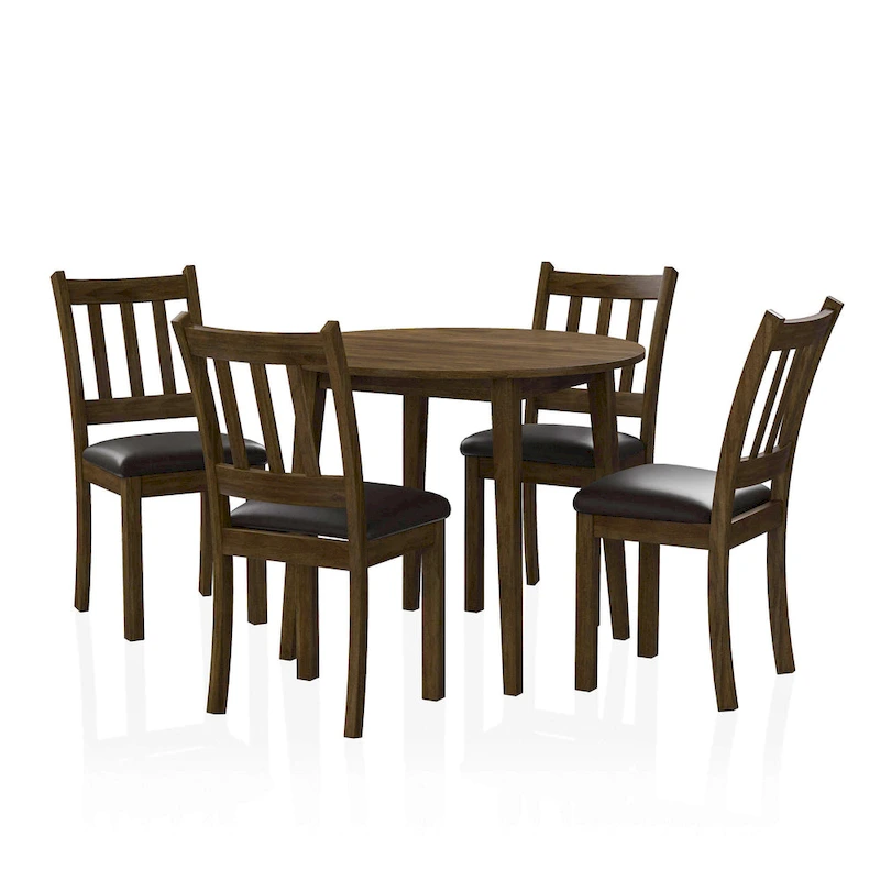 Dohl Transitional Walnut 5-Piece Dining Table Set by Furniture of America