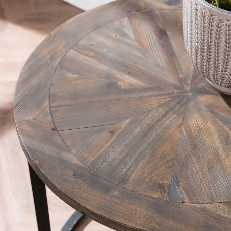Darren Modern Rustic Farmhouse Reclaimed Wood Round Side Table