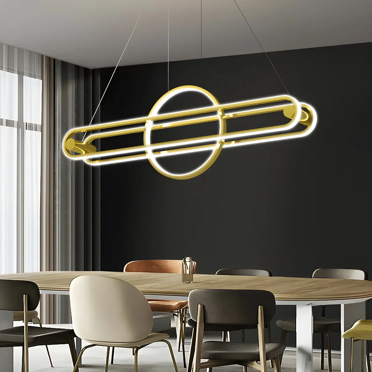 Adjustable Modern Iron Linear Pendant Light