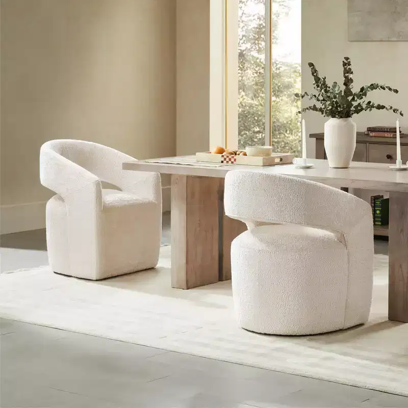 Spruce&Spring Modern Barrel Dining Chair with Caster & Open Back No Assembly Anywhere Chair