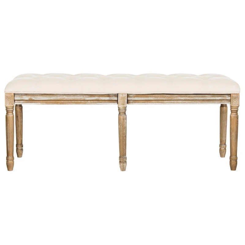 Lynnette French Brasserie Tufted Wood Bench - 47.3 x 17.5 x 19 - 47Wx18Dx19H