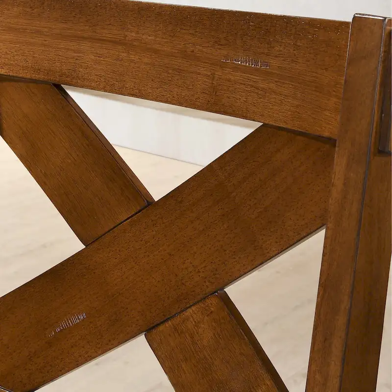 Roundhill Furniture Karven Wood 9-Piece Dining Set, Extendable Trestle Dining Table with 8 Chairs, Dark Hazelnut