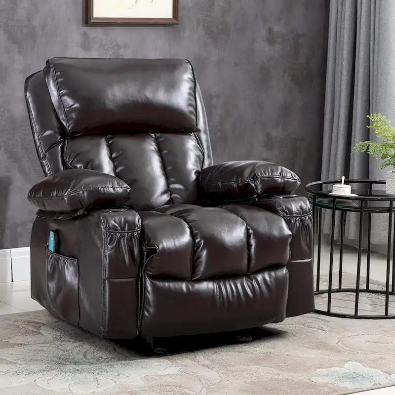 Faux leather Massage Recliner Chair, Rocker Recliner, Heat Function