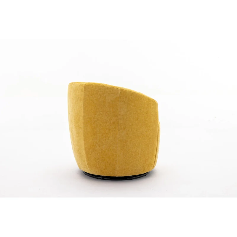 Yellow Chenille Modern 25.6 Swivel Barrel Chair with Metal Ring