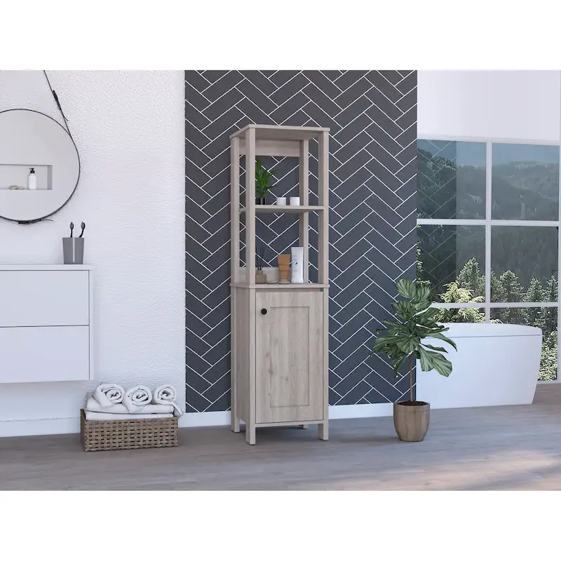 FM Furniture Arctic Linen Cabinet with 4 Shelves and Single Door Cabinet