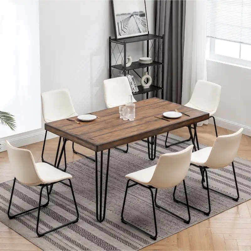 Roundhill Furniture Aryven Industrial 7-Piece Dining Set