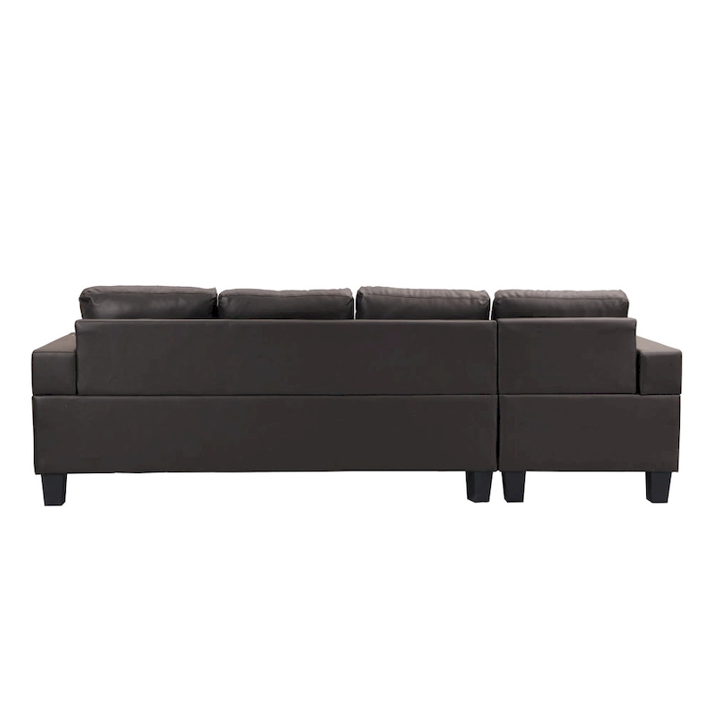 Brown 96.06 Modern L-Shaped 4 Seater Sectional Sofa with Chaise Lounge, Cup Holders, and Throw Pillows