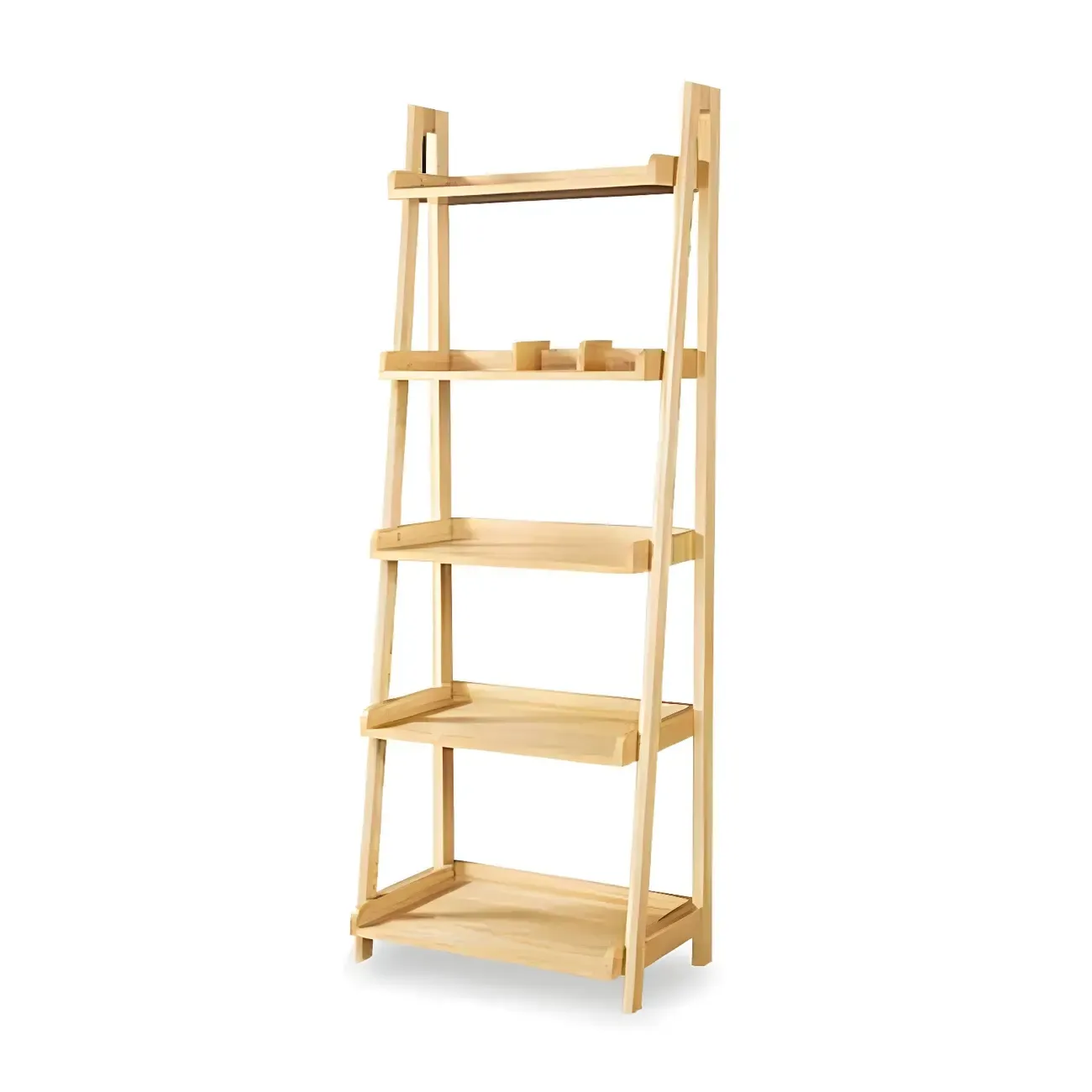 Narrow Wood Open Back Vertical Ladder Bookshelf