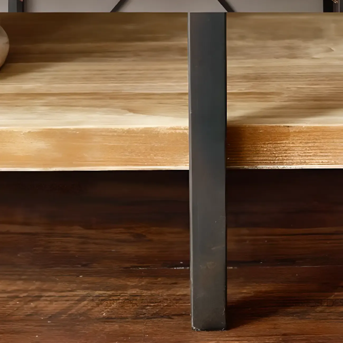 Industrial Wooden Metal Wall Bookshelf 4-Tier