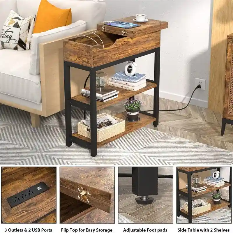 End Table with Charging Station - 11D x 23.6W x 24.5H