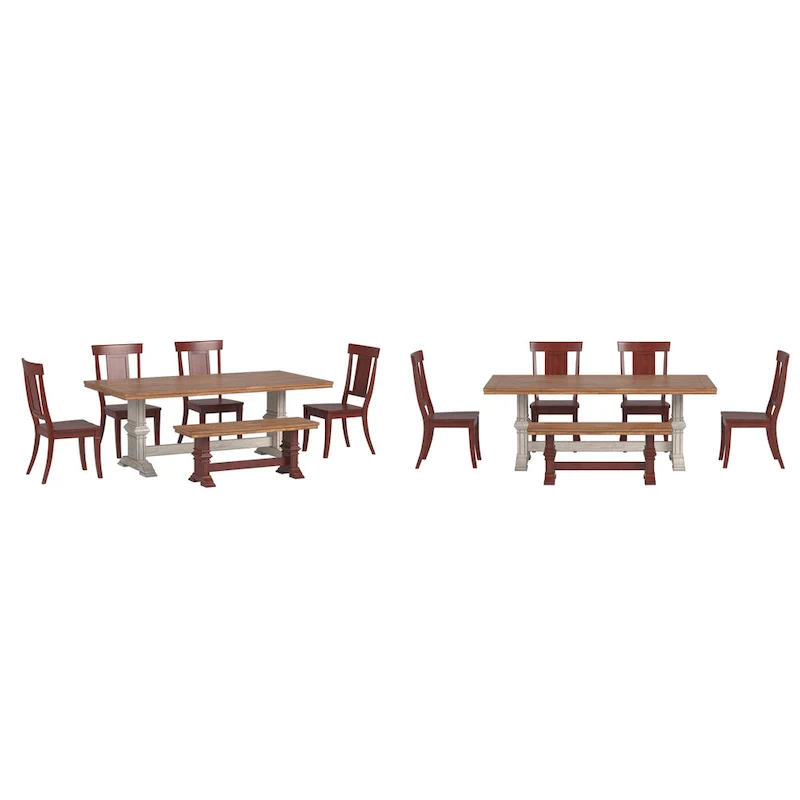 Ronda 78.7 Rectangular Solid Wood Top Dining Set with Panel Back Chairs