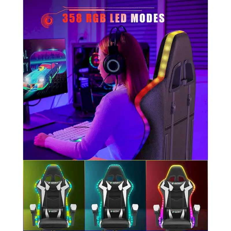 RGB Gaming Chair with LED Lights and Ergonomic Computer Chair