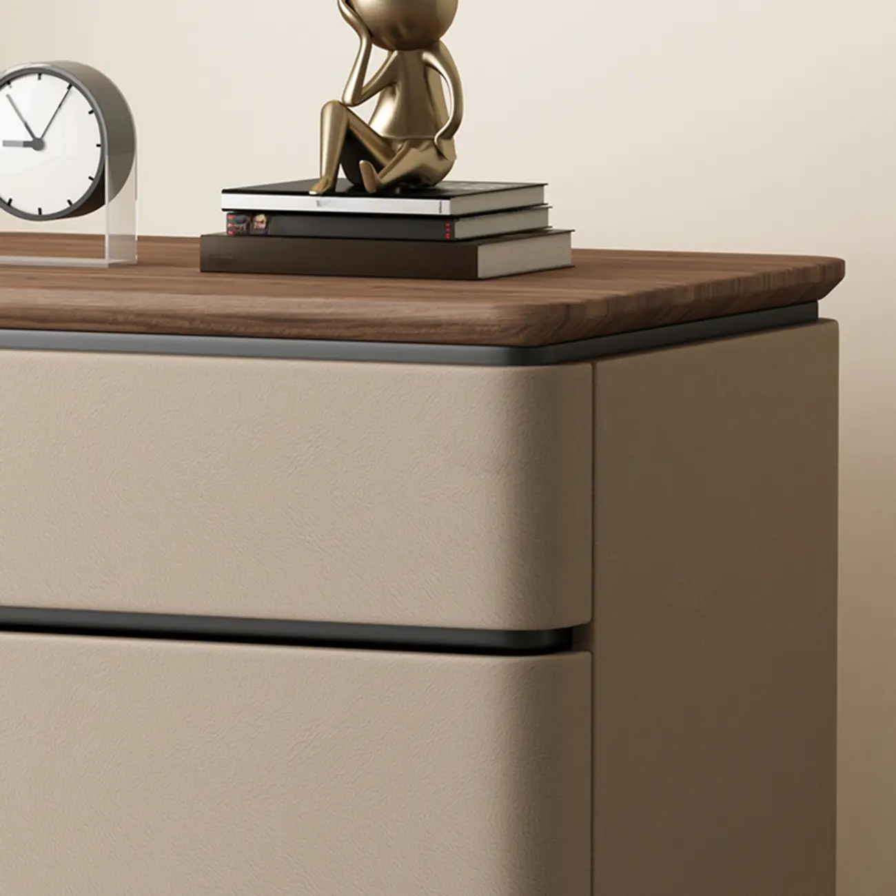 Modern Narrow Wooden Nightstand with 3 Drawers