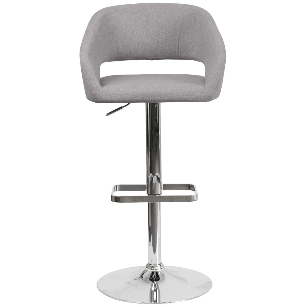 Modern Upholstered Adjustable-Height Barstool with Rounded Back