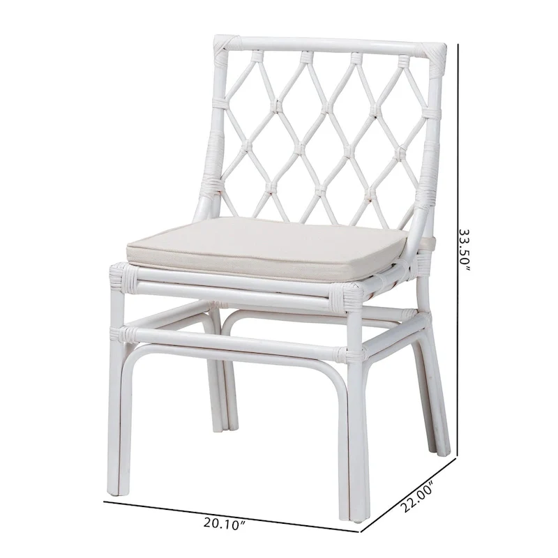 Carwyn Bohemian White Rattan Dining Chair