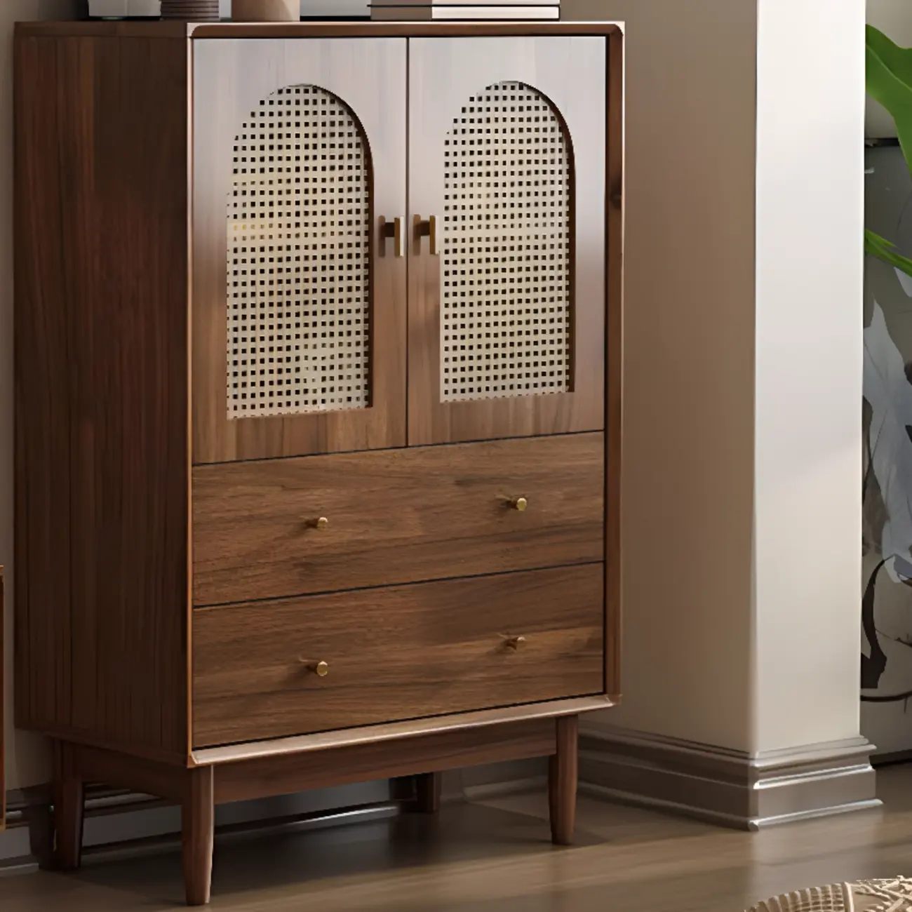Modern Elegant White Lumber Storage Cabinet with Glass Doors