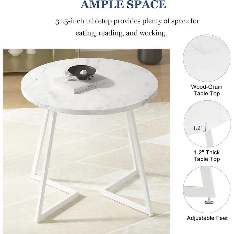 Javlergo 31.5 Round Dining Table Modern Leisure Table with Metal Leg