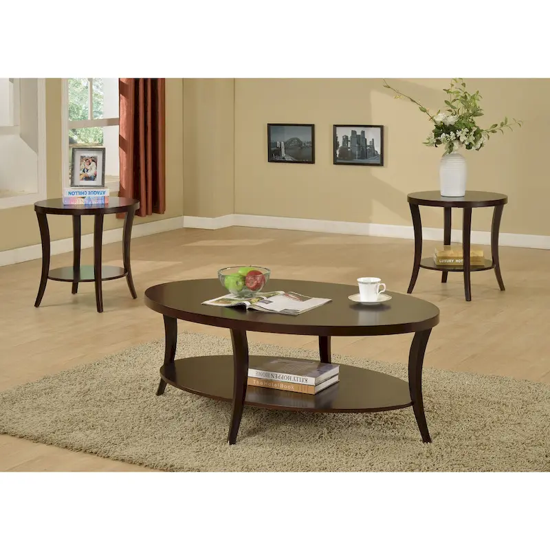 Oval Coffee Table with Shelf