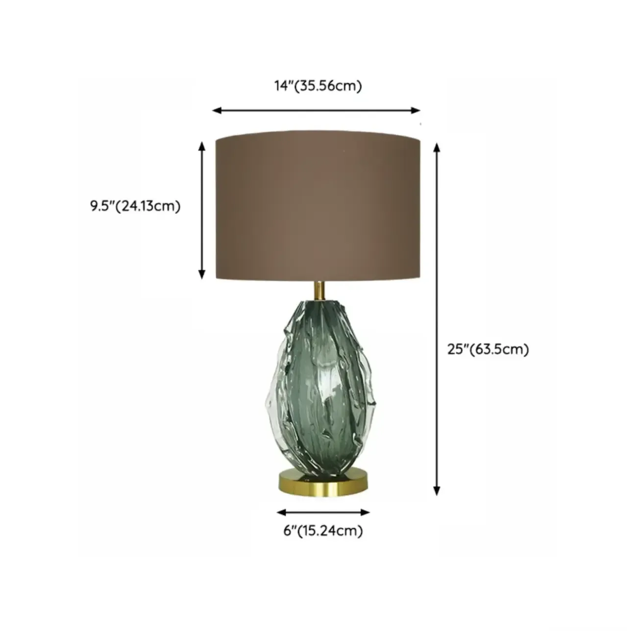 Modern Green Glass Table Lamp with Fabric Shape