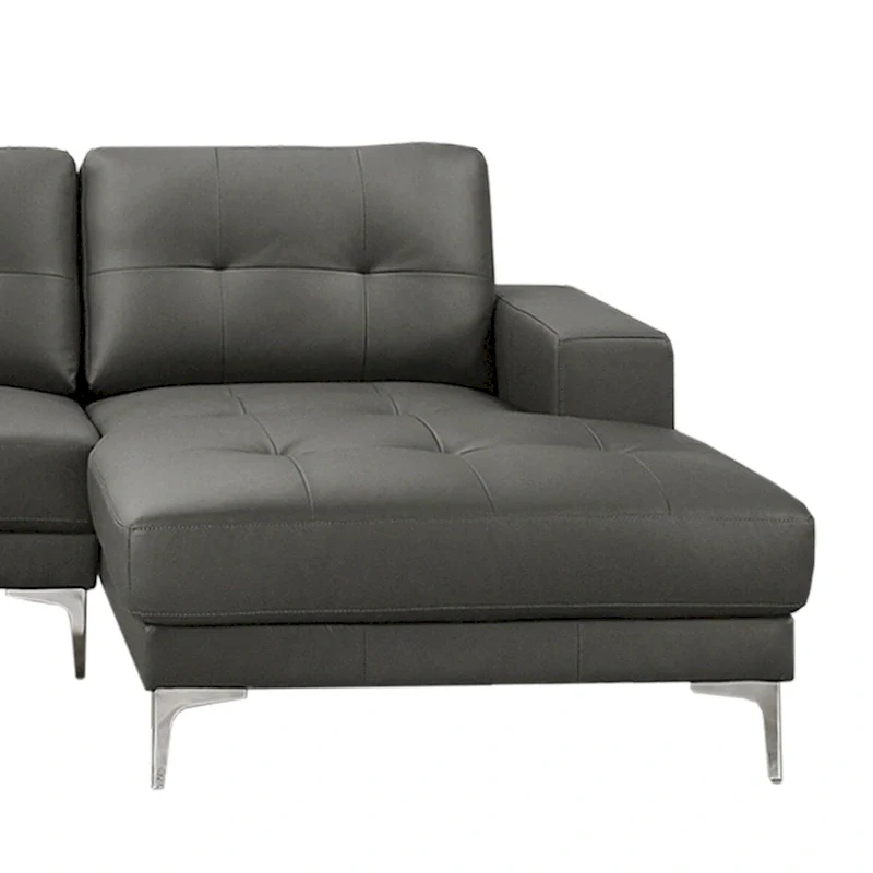 2 Piece Faux Leather Sectional Set with Square Armrest