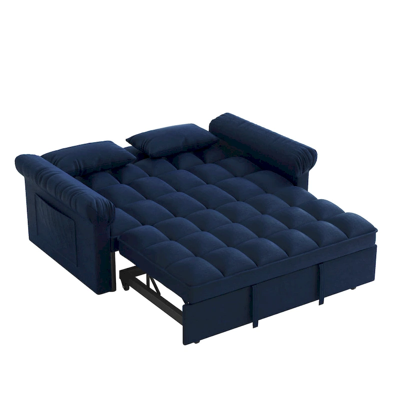 56 Foam 2-Seater Sofa Bed with Pull-Out Sleeper and Adjustable Backrest