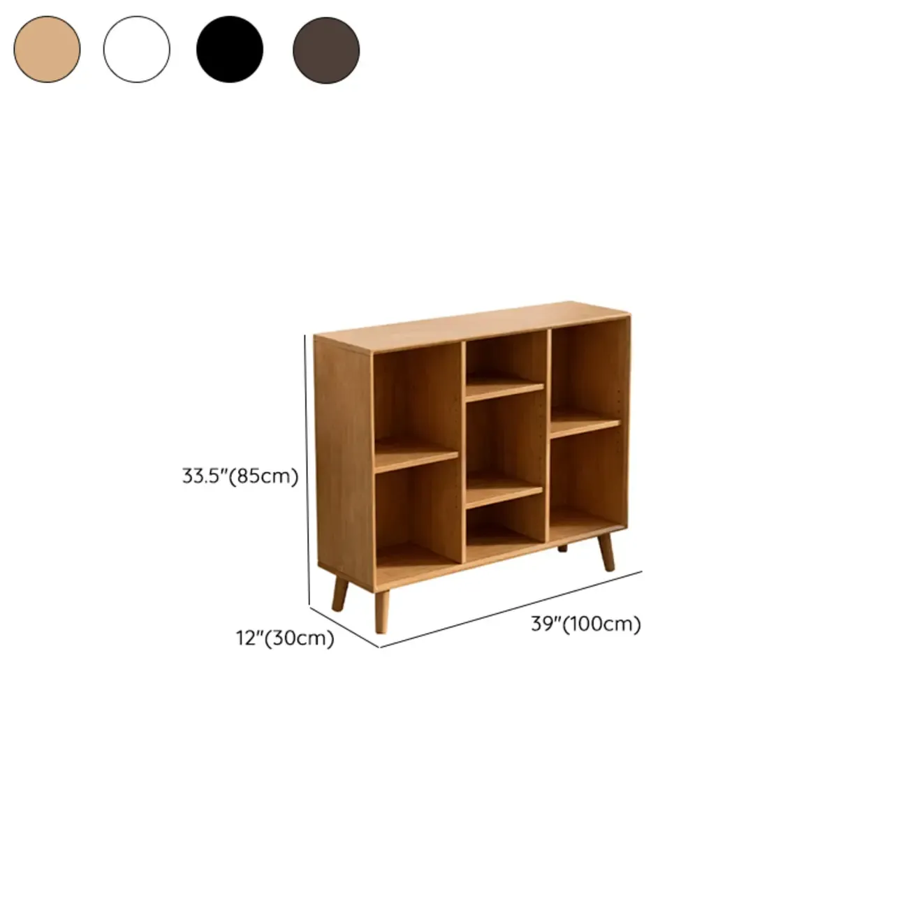 Modern Black Rubberwood Open Rectangle Bookcase