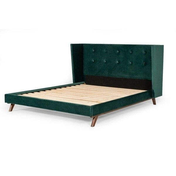 Carson Carrington Uddesbo Modern Green Fabric & Walnut Bed