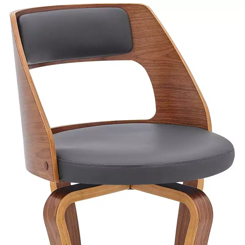 Brown Faux Leather Swivel Bar Stool, Counter Height, Single