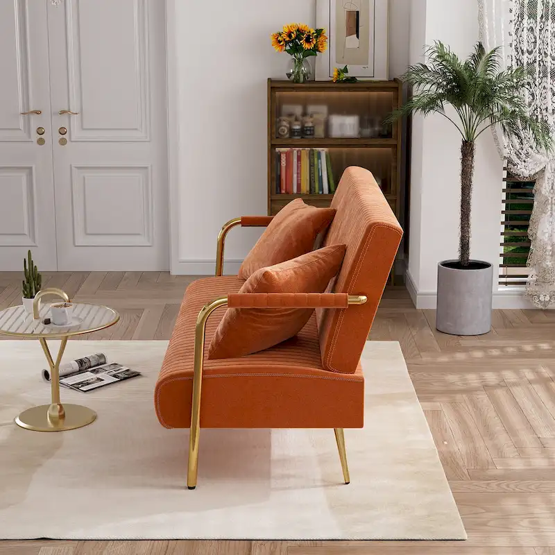 Ouyessir Upholstered Loveseat, Tufted Back Couch, Accent Armchair with 2 Pillows