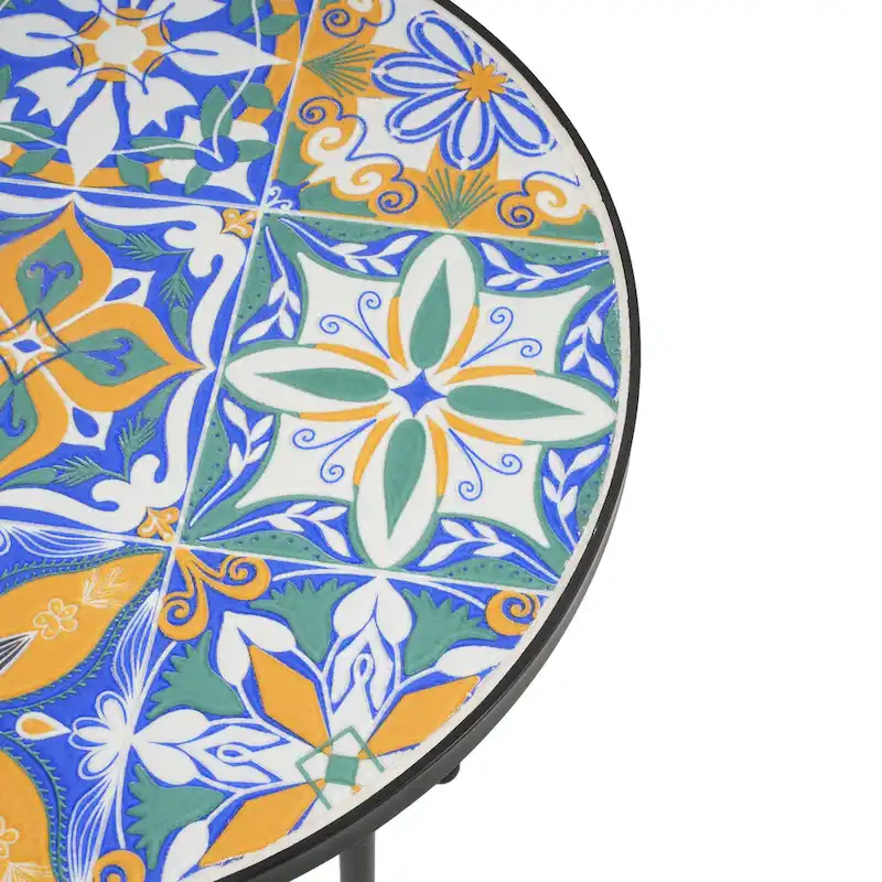 Patio Side Table,Blue+Black