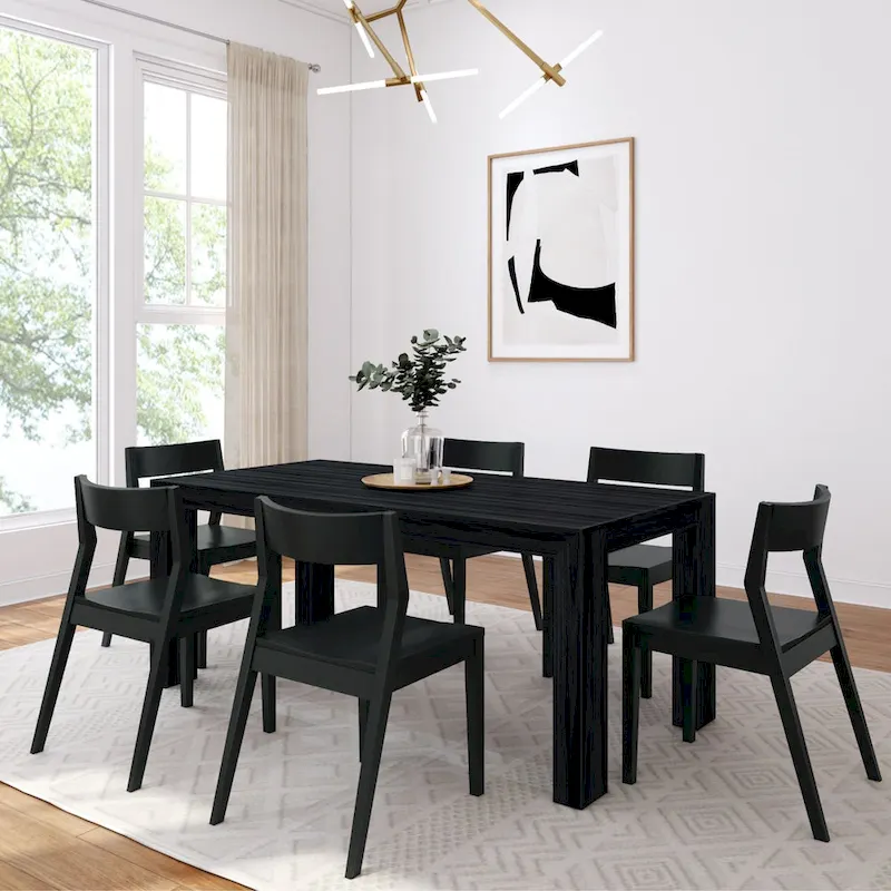 Plank and Beam 72 Modern Solid Wood Table and Chairs Dining Set