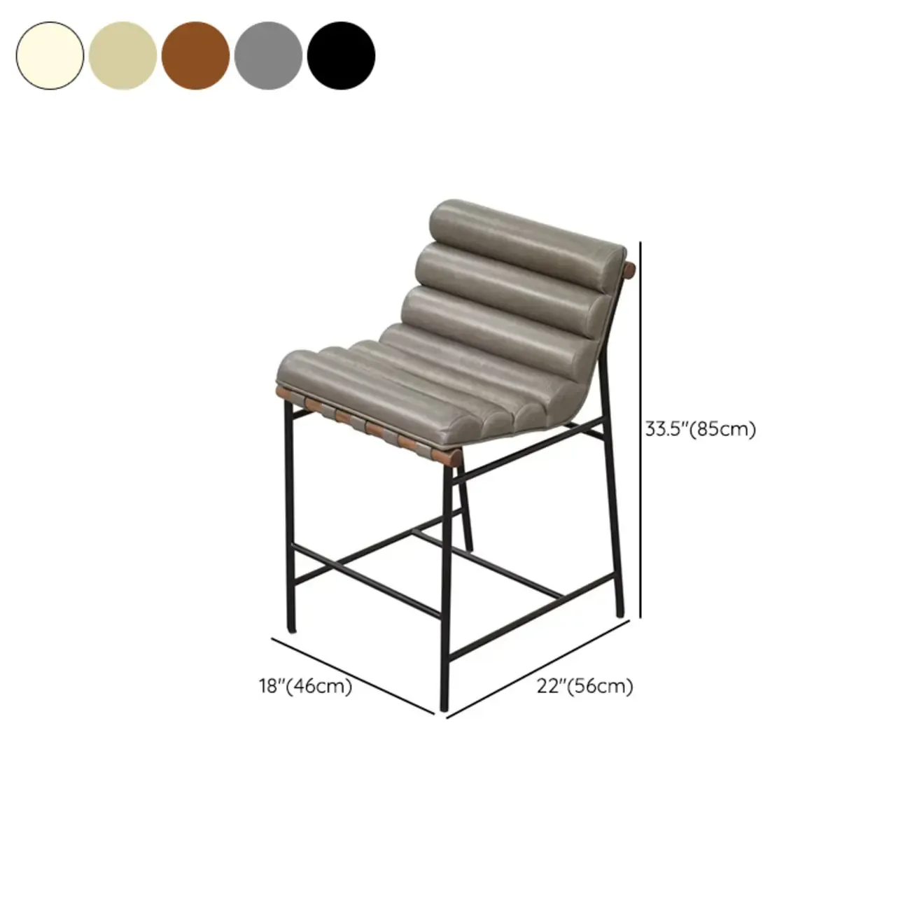 Modern Upholstered Counter Stool with Metal Frame