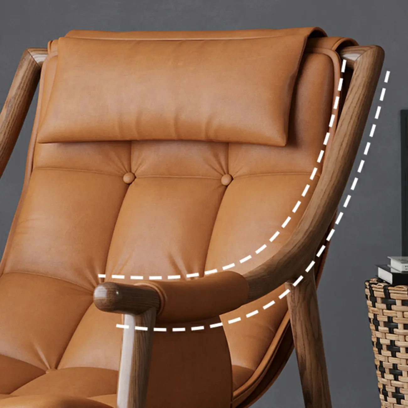 Modern Wood Nappa Upholstered Rocking Chair with Footstool